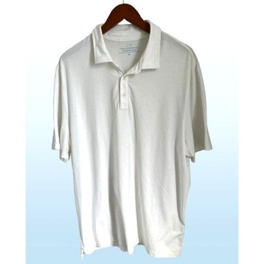 Vineyard Vines Edgartown Polo Shirt White Cotton Short Sleeve Summer Golf Size X